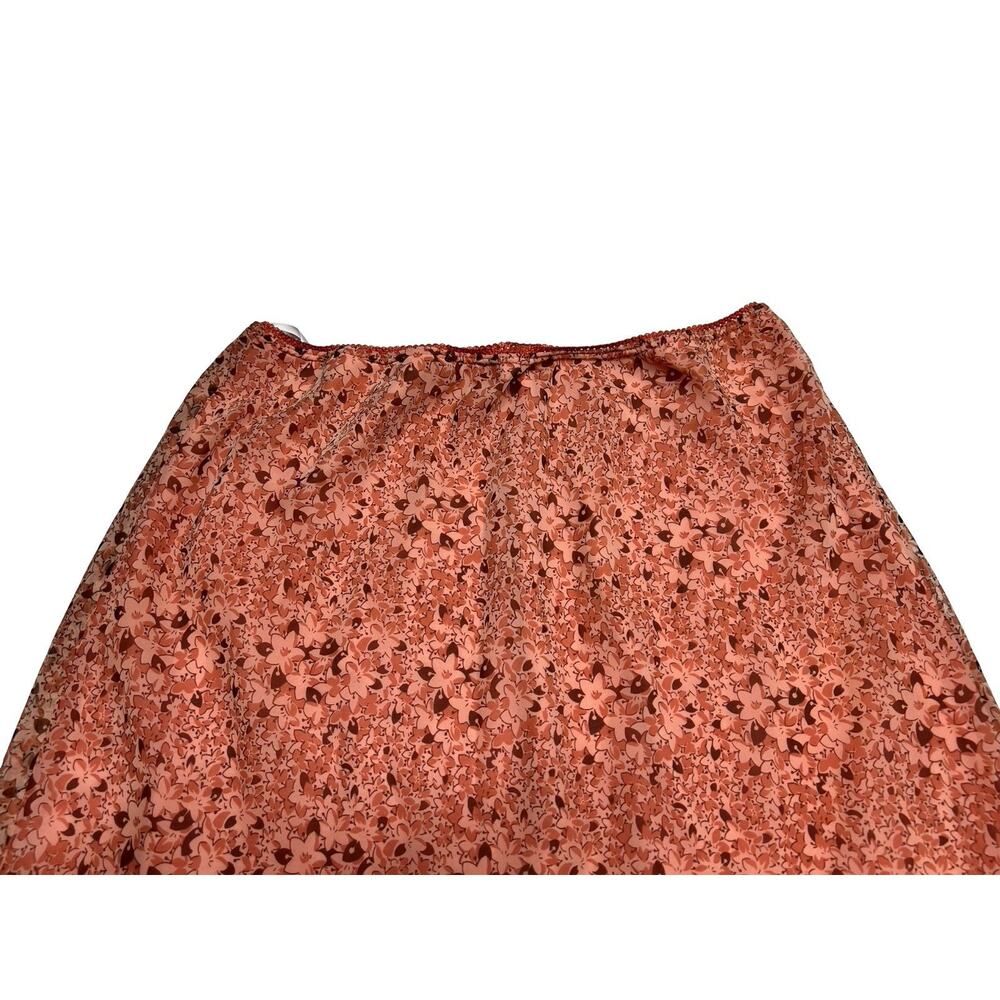 Vintage Coral Pink Floral Pull On Midi Skirt size XL 90s Y2K Fairy USA Festival - Picture 4 of 6